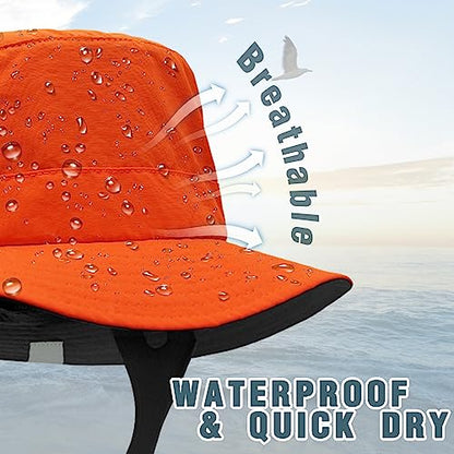 Seektop Surf Bucket Hat with UPF 50+ UV Protection, Waterproof Surfing Hat - color: Orange