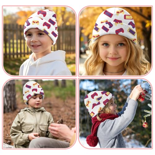 Kids Beanie Knit Hat Winter Unisex Cuffed Beanies Skull Cap Warm Double Layer Thick Acrylic Cute for Girls Boys - color: Game Machine