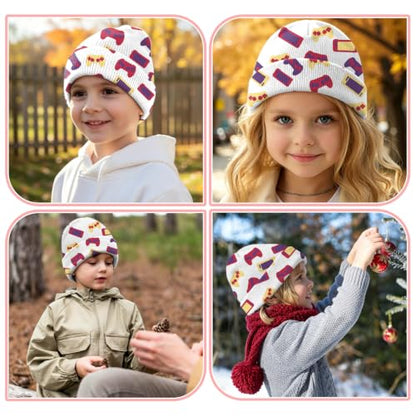 Kids Beanie Knit Hat Winter Unisex Cuffed Beanies Skull Cap Warm Double Layer Thick Acrylic Cute for Girls Boys - color: Game Machine