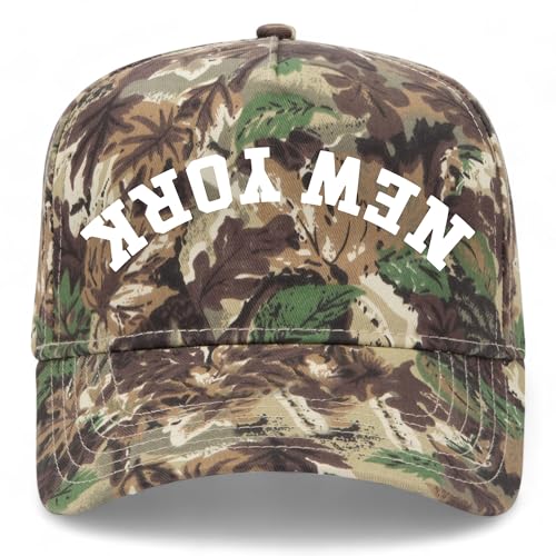 New York Upside Down Reversed Vintage Trucker Hat | Premium Snapback Baseball Hat for Men & Women - color: Camo