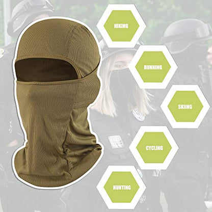 Balaclava Face Mask Adjustable Windproof UV Protection Hood - color: Brown