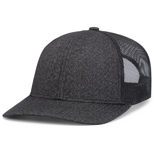 Pacific Headwear Melange Heather Low-Profile Trucker - color: Black Heather/Black/Black Heather