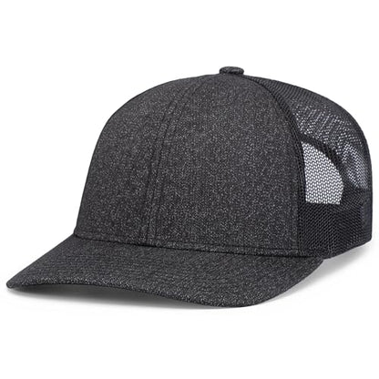 Pacific Headwear Melange Heather Low-Profile Trucker - color: Black Heather/Black/Black Heather