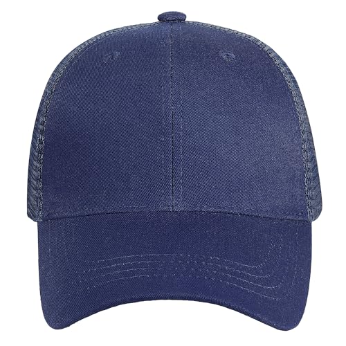 Falari Trucker Hat Baseball Cap Structured Plain Design 6 Panel, Adjustable Size - color: 1pk Navy