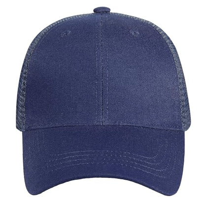 Falari Trucker Hat Baseball Cap Structured Plain Design 6 Panel, Adjustable Size - color: 1pk Navy