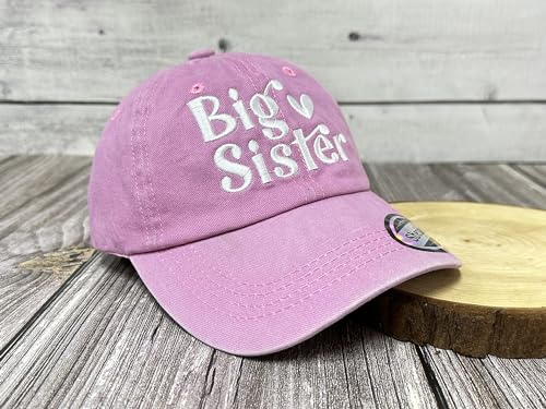 Embroidered Baseball Hats for Girls Boys - color: Big Sister (Washed Pink)