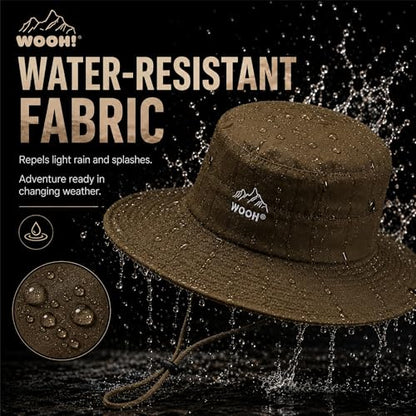 WOOH Sun Hats for Women,UPF80+ Wide Brim Foldable Bucket Hat with Adjustable Chin Strap,Summer Hat for Beach Hiking Gardening - color: Army Green
