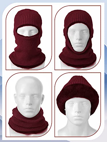 Blulu Ski Knitted Mask for Men,1 Hole - color: Red, size: Medium