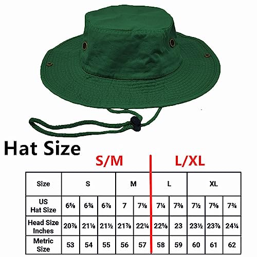 Glory Max Washed Cotton Bucket Hat with Chin Strap Fishing Sun Safari Boonie Cap - color: Hunter Green, size: Small-Medium