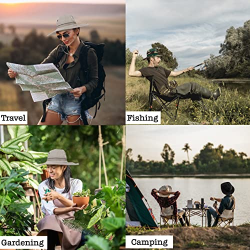 BaHoki Essentials Military Style Bucket Hat - Camo Outdoor Hat with Adjustable Strap - Wide Brim Safari Hat - style: Khaki