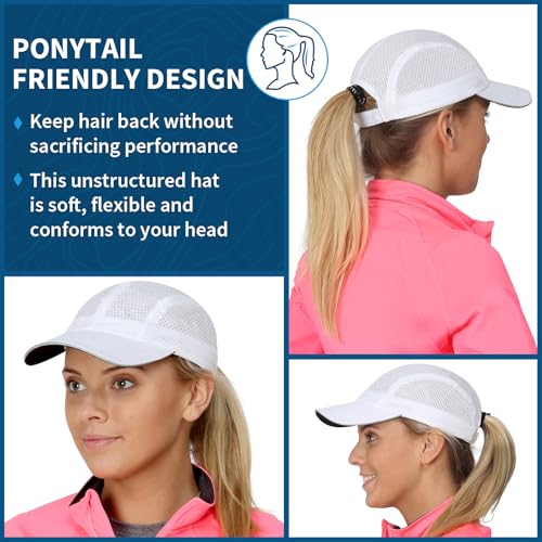 TrailHeads Women's Race Day Running Hat, Sports Cap with Reflective Trim - color: White