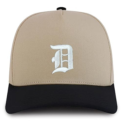 Trendy Apparel Shop Old English D Embroidered 5 Panel High Crown Cotton Pro Style Cap - color: Black Stone