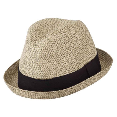 Men's Fedora with Paper Straw Braid - color: Beige, size: Large