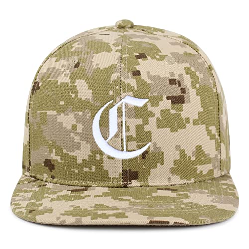 JPAK Old English Letter C Hip-Hop Snapback Hat Embroidered Baseball Cap English Alphabet - color: 13. Desert Camo
