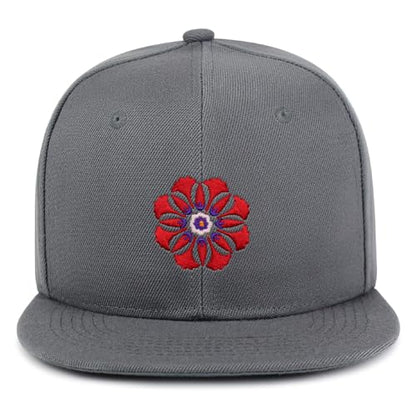 Flower Ornament Hip-Hop Snapback Hat Embroidered Baseball Cap Floral Embellishment - color: 03. Dark Grey
