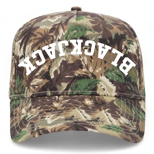 Blackjack Upside Down Reversed Vintage Trucker Hat | Premium Adjustable Snapback Baseball Hat for Men & Women - color: Camo