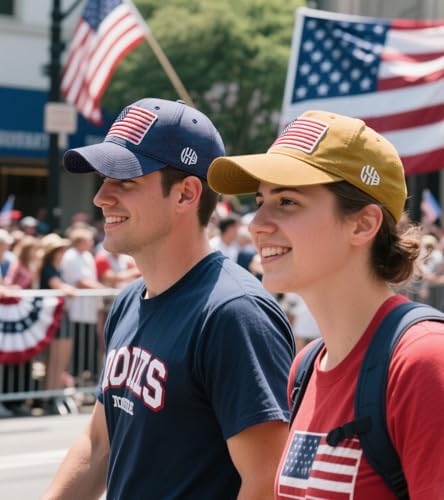2-Pack USA Flag Hats for Men Baseball American Flag Hats for Men USA Cap USA Tactical Washed for Women - color: Yellow+nany