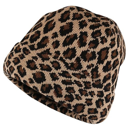 Leopard Print Beanie Hat Cheetah Pattern Skull Cap Double Layer Cuffed Watch Hats for Women, Men