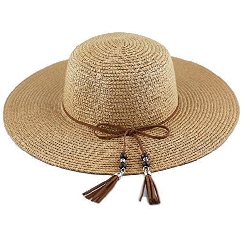 The Hat Depot Womens Floppy Summer Sun Beach Wide Brim Straw Hat - color: Fh3