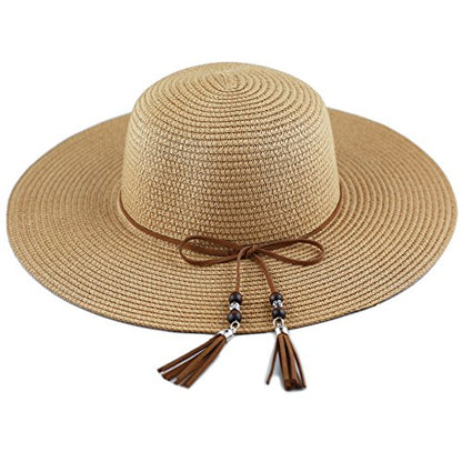 The Hat Depot Womens Floppy Summer Sun Beach Wide Brim Straw Hat - color: Fh3