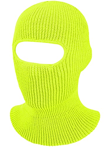 SATINIOR 1 Hole Ski Mask Winter Knitted Balaclava Warm Full Face Mask Windproof Head Cover for Men Women Sports Outdoor - color: Fluorescent Yellow, size: Medium