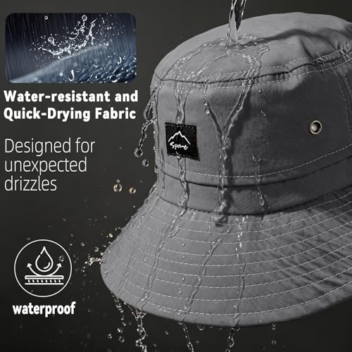 ZOORON Sun Bucket Hats for Women Men UPF 50+Packable Fishing Hats Quick Dry Waterproof Hiking Hat with Detachable Chin Strap - color: 1pack-dark Grey