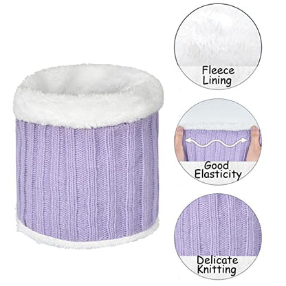 Kids Winter Beanie Scarf Gloves Set - Thermal Fleece Lined Knit Hat, Soft Neck Warmer & Mittens for Girls & Boys 1-10 Years - color: Purple-s, size: 1-5 years