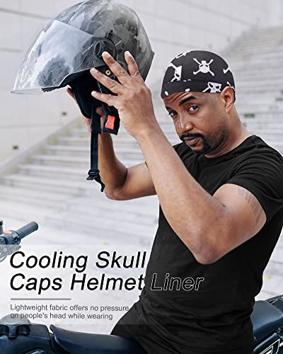 9 Pcs Cooling Skull Cap Liner Sweat Wicking Cycling Cap for Men - color: Multicolor, style: Brimless