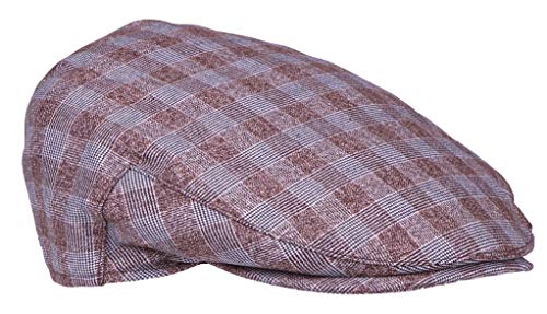 Kenny K Flat Cap Hat for Newsboy Driving Fisherman Golf Ivy Gastby Cabbie FC200 Wool Blend, Lined - color: Brown Checker I, size: Small-Medium
