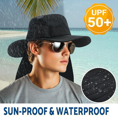 NPJY Sun Fishing Hats with Neck Flap for Men Women UV Sun Protection - color: Pure Blue(with Neck Flap)
