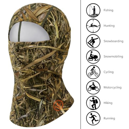 BASSDASH Winter Balaclava Fleece Ski Mask Ninja Hood Neck Warmer Fishing Hunting - color: Marshreed