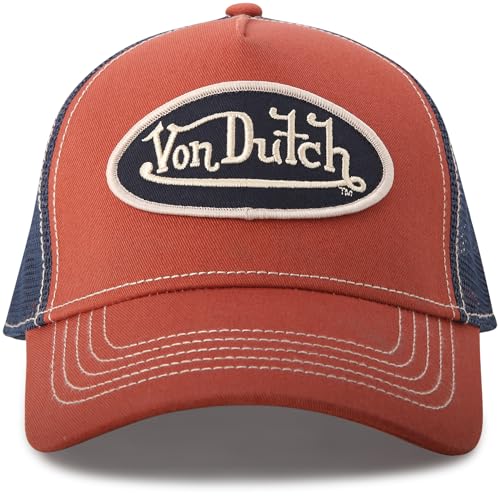 Von Dutch Unisex Trucker Hat, Colorblock, Mesh Back, Curved Bill, Snapback - color: Mahogany