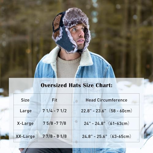 Comhats Winter Trapper Hat for Men with Ear Flaps, Cold Weather - color: 67191_black, size: XX-Large