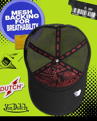 Von Dutch Unisex Trucker Hat, Colorblock, Mesh Back, Curved Bill, Snapback - color: Obsidian/Black