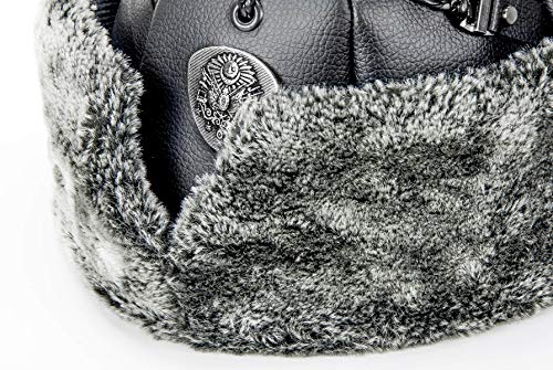 ihvan online Turkish Ottoman Bork Hat, Ertugrul Faux Leather Fur Winter Cap - color: Black / Style-3
