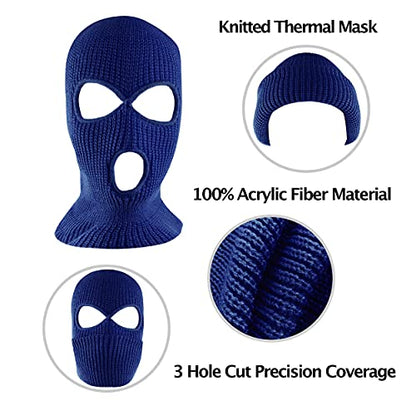 Super Z Outlet Knit Sew Acrylic Outdoor Full Face Cover Thermal Ski Mask One Size Fits Most - color: Navy Blue