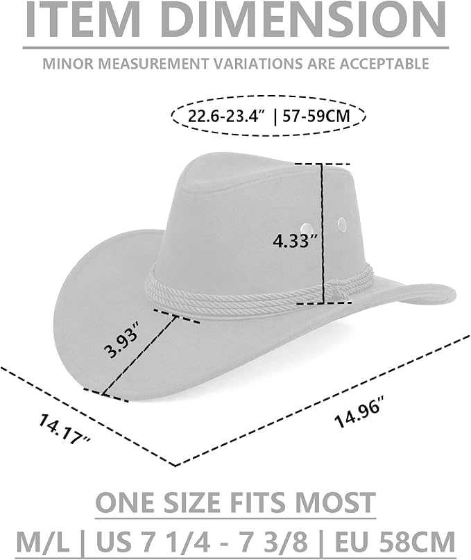 Classic Western Rolled-up Vegan Suede Cowboy Hat - color: White