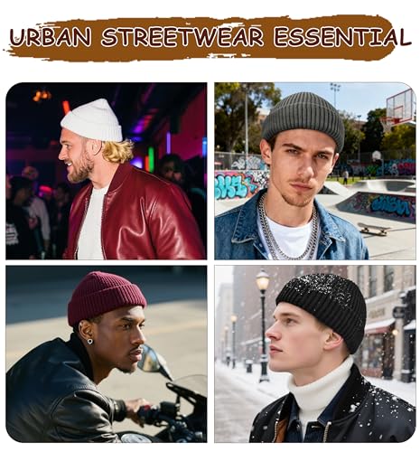 Wool Fisherman Beanies for Men Knit Fall Winter Beanie Hat Skull Cap - color: Charcoal Gray