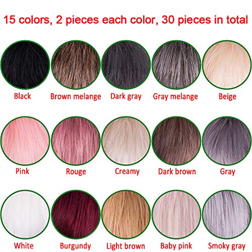 SIQUK 30 Pieces Faux Fur Pom Pom Balls DIY Faux Fox Fur Fluffy Pom Pom with Elastic Loop for Hats Keychains Scarves Gloves Bags Accessories(15 Colors, 2 Pcs for Each Color) - color: Tender color