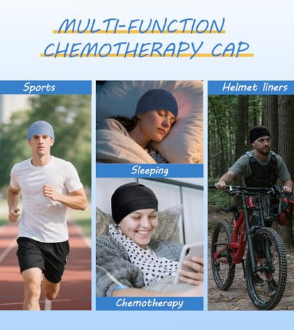 Cotton Skull Cap Sleep Cap Beanie Helmet Liner for Men Women - color: Set B-black,navy,light Blue