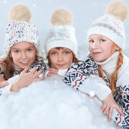 Tatuo 16 Pcs Faux Fur Pom Poms for Hats, Beige - color: Beige