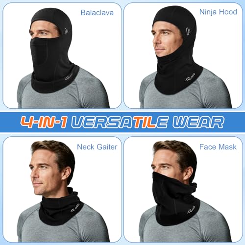 Ryaco Balaclava Ski Mask,Soft Windproof Breathable Face Mask Cover for Men Women, Cold Weather Gear for Cycling, Motorcycling & Other Outdoor Sports, Stretch Fit, Black