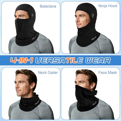 Ryaco Balaclava Ski Mask,Soft Windproof Breathable Face Mask Cover for Men Women, Cold Weather Gear for Cycling, Motorcycling & Other Outdoor Sports, Stretch Fit, Black