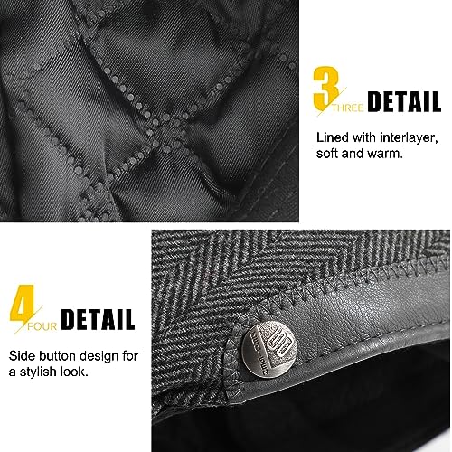 Sumolux Mens Newsboy Hat Flat Cap Gatsby Lvy Irish Hats Driving Cabbie - color: A Grey