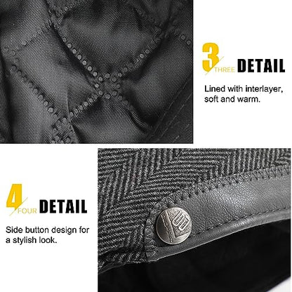 Sumolux Mens Newsboy Hat Flat Cap Gatsby Lvy Irish Hats Driving Cabbie - color: A Grey