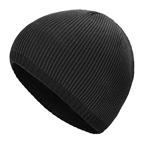 ZLYC Men Fashion Knit Fisherman Beanie Hat Winter Warm Thick Skull Cap - color: Plain Charcoal
