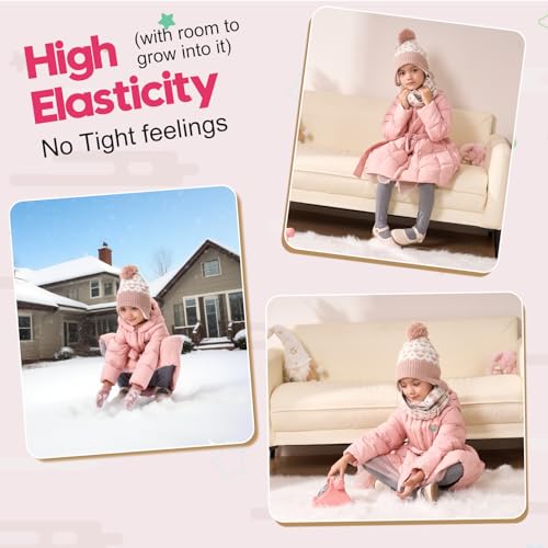 Moon Kitty Baby Girls Earflaps Knit Hats Infant Baby Beanies6-12Months - color: Pink Heart, size: 6-12 Months