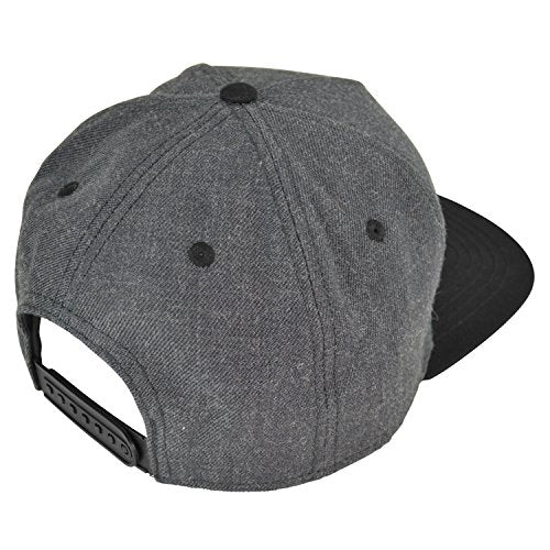 DALIX Premium Wool Blend Hat Flat Bill Cap Snapback Black Dark Gray Maroon Light - color: Dark Gray/Black