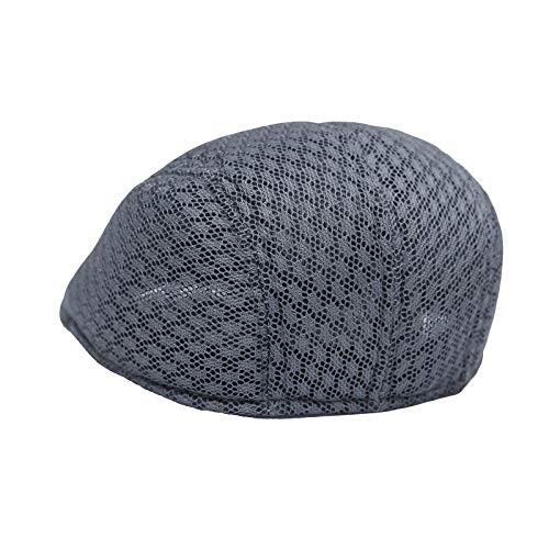 WITHMOONS Breathable Mesh Summer Hat Newsboy Ivy Cap Cabbie Flat Cap UZ30053 - color: Grey