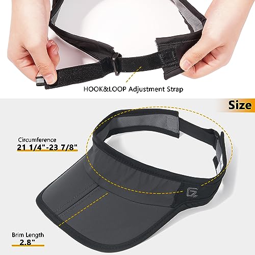 GADIEMKENSD Foldable Sun Visor Hat UPF 50+ Lightweight Adjustable - color: Grey Black